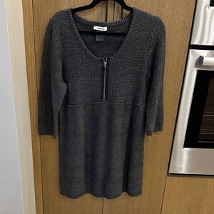 Vintage Style & Co. Charcoal Knit Sweater Mini Dress with Zipper
